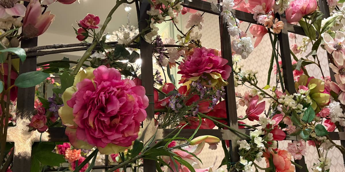 Flowers on a trellis.